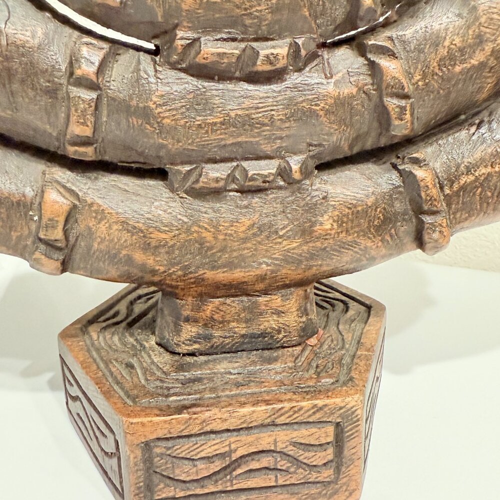 Vintage Large Carved Wood 7 Branch Menorah/Candelabra Signed - Picture 13 of 17